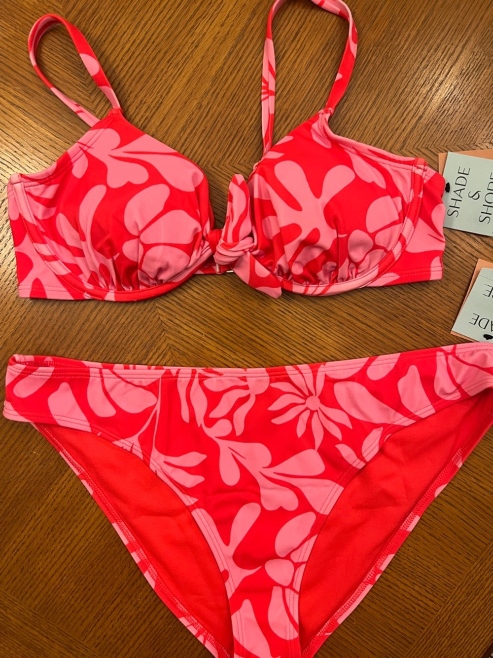 Pink and Red Floral Print Bikini Set 36D /L B18
